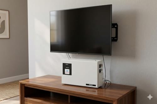 Image of Everest ECC 200 LED Voltage Stabilizer for TV up to 98 Inches, Set-Top Box & Home Theatre /Gaming Console | Wall Mount, Advanced Protection & Noiseless | White (Working Range : 90 V to 290 V)