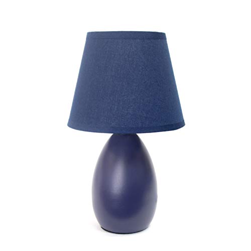 Simple Designs LT2009-BLU Mini Egg Oval Ceramic Table Desk Lamp, Blue