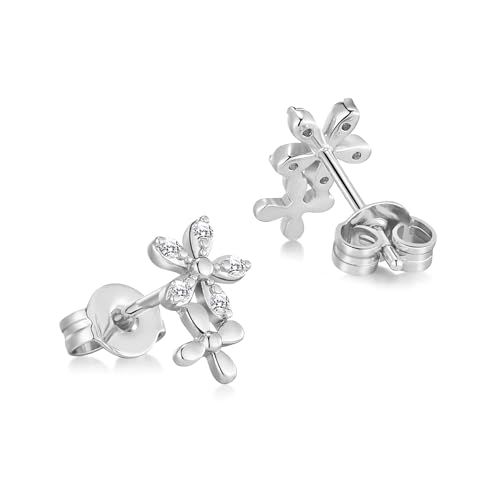 Image of Philip Jones Silver Plated Flower Earrings Created with Zircondia® Crystals