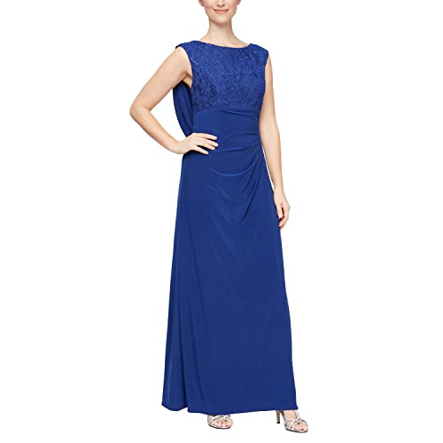 Image of Alex Evenings Women's Long Cowl Back Mother of The Bride Dress, Formal Event, Wedding Guest Gown (Petite and Regular Sizes)