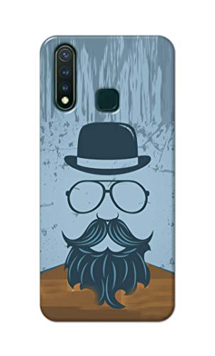 Image of PRINTFIDAA Mustache Beard and Hairstyle Hipster in Glasses Printed Designer Hard Case for Vivo Y19 / Vivo U3 (6.53 inch) Back Cover -(e) RPM1002