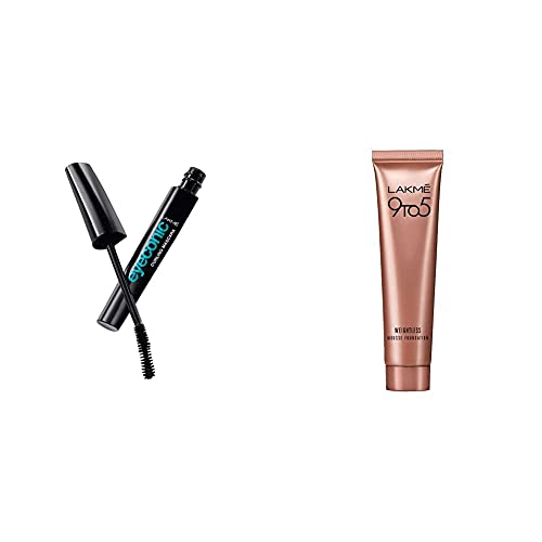 Image of Lakme Eyeconic Lash Curling Mascara, Black, 9ml and Lakme 9 to 5 Weightless Mousse Foundation, Beige Vanilla, 6g