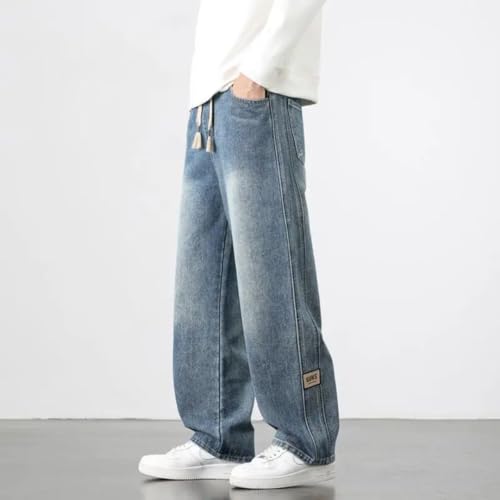 Men's Straight Loose Wide-Leg Jeans Korean Style3