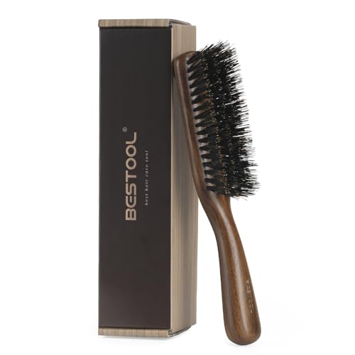 BESTOOL Hair Brush,Boar Bristle Hair Brush With Walnut Wood Handle Slick Back Hairbrush for Smoothing, Sleek, Control,Ponytail,Flyaways & Beard Improv