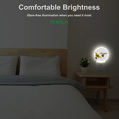 Image of EKOBLA Hummingbird Sunflower Night Light, Bird Floral Night Lights Plug Into Wall with Dusk to Dawn Sensor, Warm Nightlights for Bedroom, Bathroom, Hallway, Kitchen