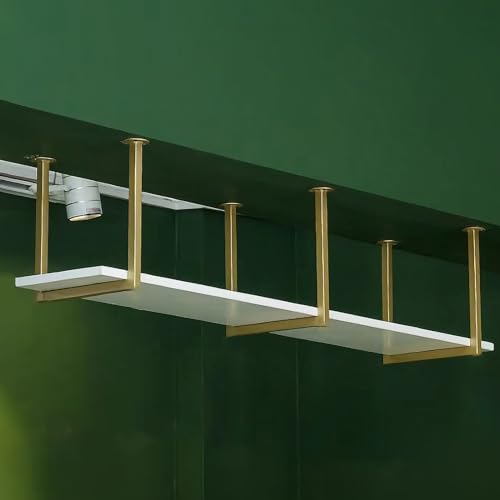 Support d'étagère de plafond pour cuisine et bureau étagère flottante dorée - 6