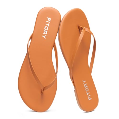 FITORY Womens Flip Flops Fashion Casual Thong Walking Slide Summer Sandals | Comfortable, Lightweight, Beach Flat Sandals, Dressy, Round toe, Vegan Leather, Open Toe