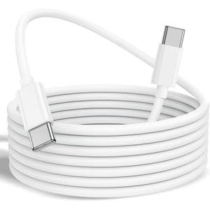 2-METER Type C to C Fast Charging Cable, White, 60W, 2 Meter, compatible with iPhone, iPad, iPod, Android, Long Cable,