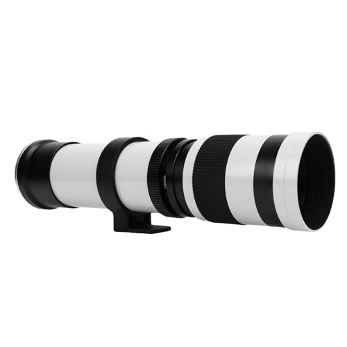 Cuifati Lente de Zoom de Teleobjetivo de 420 a 800 Mm F8.3 a F16, Cámara de Zoom de Enfoque Manual de Vidrio óptico de Construcción de Metal, para la Cámara sin Espejo de Montaje RF (White)