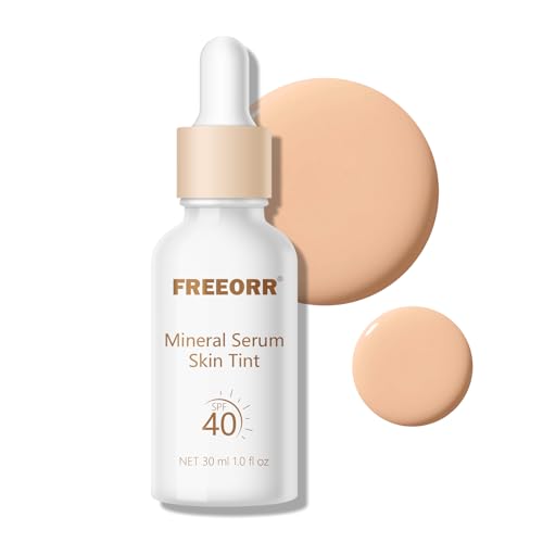 Skin Tint with SPF 40,24HR Tinted Mineral Sunscreen Serum with Zi...
