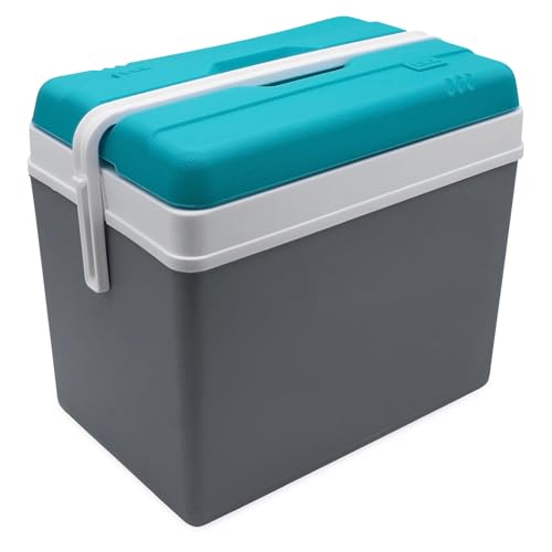 Glacière en plastique 35 l – Gris foncé – Boîte isotherme d'extérieur avec poignée de transport – Sac isotherme pour camping, pique-nique, festival,...
