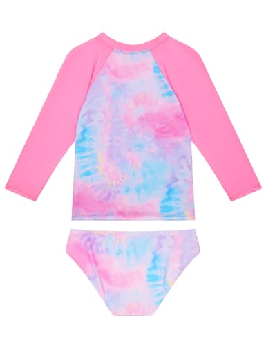 Image of Snowheart Girls Rash Guard Sets Long Sleeves Swimsuit 2 Pieces Tankini Bathing Suit Swimwear for Girls 3-12 Years
