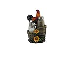 DWK Sunrise Seasonings Rooster Salt & Pepper Shaker Set 3 Piece Farmhouse Rooster Refillable Glass...