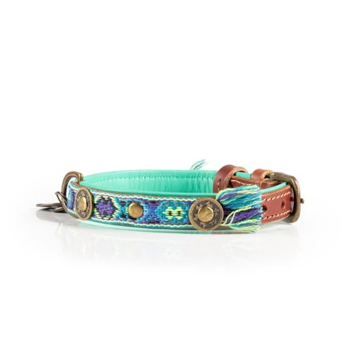 DWAM Dog with a Mission - Hundehalsband - Verstellbar - Weichem Leder – Blau – XS – Leder – Halsumfang zwischen 23–29 x 2 cm – Boho Juan
