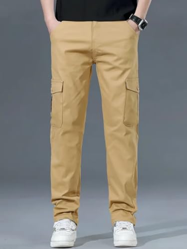 Image of Men's Cotton Cargo Pants Multi-Pocket,Comfortable Work Pants, Durable Trousers & Everyday Wear-CP-036