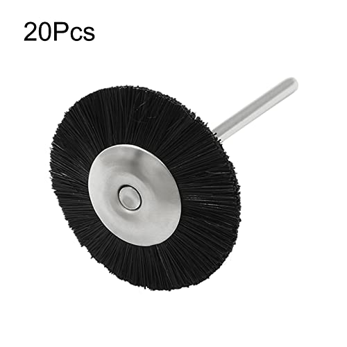 Image of 20Pcs Nylon Bristle Brushes 1 inch (25mm) Dia. Polishing Wheel Brushes with 3 /32 inch Shank, Flat Wire Brushes, Black