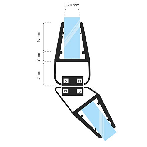 STEIGNER Guarnizione Magnetica doccia, 201cm, per
