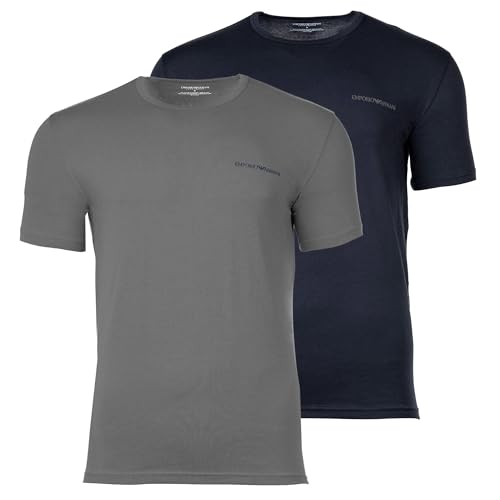 EMPORIO ARMANI Core Logoband Lot de 2 t-Shirts à col Rond pour Homme, Bleu, Taille S