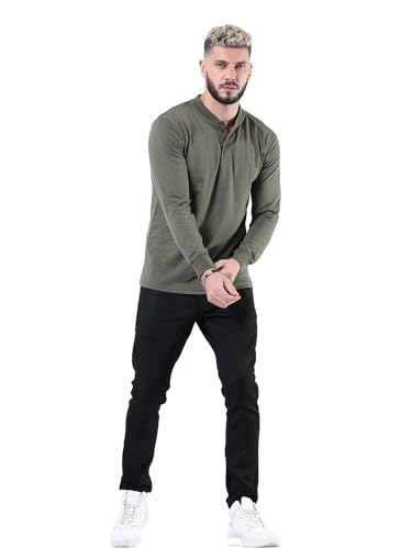 Image of fanideaz Mens Premium High Neck Henley T Shirts for Men Branded Full Sleeve Shirt for Men in Pure Cotton Casual & Formal Wear
