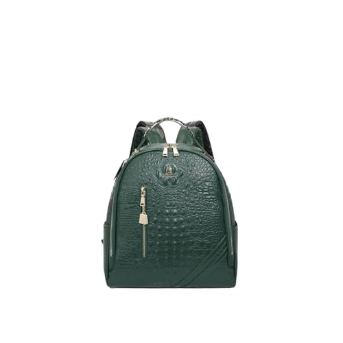 Image of Tote&Carry Apollo BFF Backpack for Women, Vegan Leather, Water-Resistant, Carry-On Luggage for Travel, Work & Daily Use (Alligator Skin, Emerald Green)