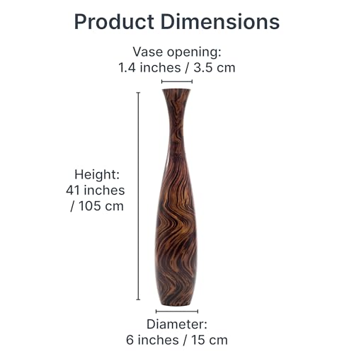 Image of Leewadee Large Floor Vase 41 inches Mango Wood for Pampas Grass, Dried Flowers
