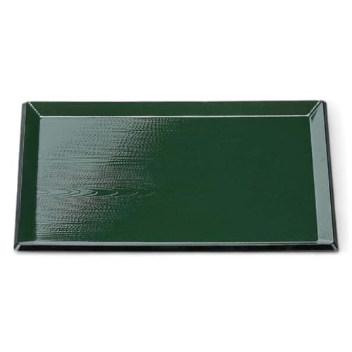 J-kitchens お盆 尺5 利休 トレー ( 盆 トレイ おぼん ) グリーン 天 黒 ブラック 滑らない 45cm 漆器 ( ABS 樹脂 ) 日本製