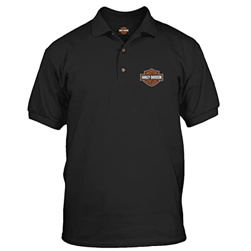 Harley-Davidson Military - Men's Short Sleeve, 3-Button Black Polo Shirt - Overseas Tour | Bar & Shield