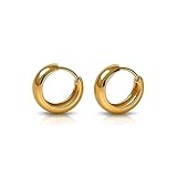 Pendientes de plata de ley 925 con parte trasera plana para mujer, aretes de aro dorados minimalistas, regalos de cumpleaños para ella, caja de regalo de joyería incluida