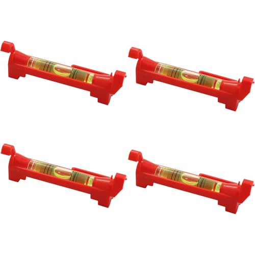 DaiUni Lot de 4 niveaux à bulle rouge avec cordon, Corde Corde Bulle Niveau Niveau à bulle...