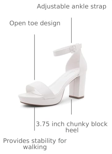 Image of Shoe Land Platform Heels for Women | 3.75 Inch Chunky Block Heeled Sandals with Ankle Strap | Open Toe Strappy High Heels for Wedding, Party & Formal Events