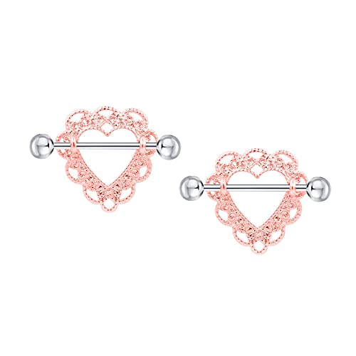 Luxe Modz Pezón anillos de acero quirúrgico corazón oro rosa diseño se vende como un par Cover
