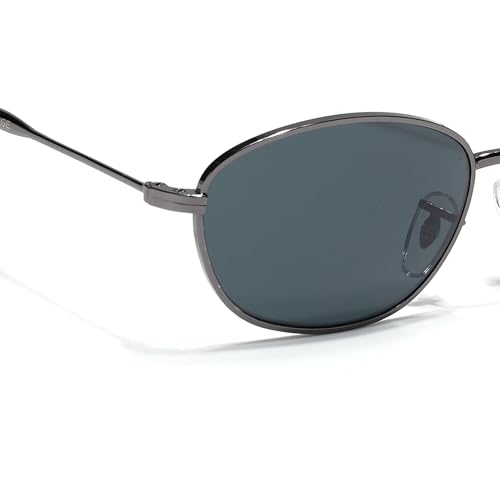 Image of Voyage Oval Polarized Sunglasses for Men & Women (Black Lens | Grey Frame - MG7625)