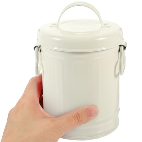 Image of KOMBIUDA Desktop Trash Can Desktop Wastebasket Counter Garbage Bin Trash Container Mini Dumpster Car Trash Can Bags Tabletop Iron Pencil Office Storage Barrel White