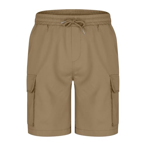 Image of Men's Cargo Sweat Shorts Casual Drawstring Elastic Waist Athletic Workout Gym Jogger Shorts with Multi Pockets
