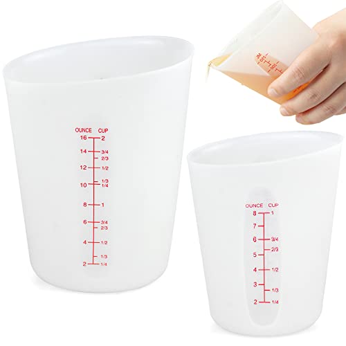CHENEVER Lot de 2 Tasses en Silicone pour Résine, 250/500 ml Verre Doseur ml Tasse à Mesurer Gobelet Doseur Transparent pour Moules de Moulage en Résine Époxy Art Craft Laboratoire Cuisine
