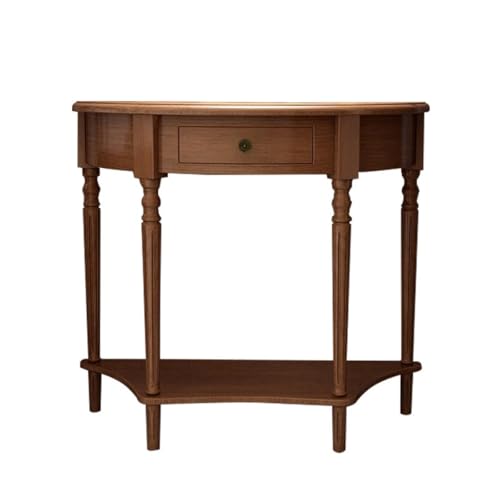 Mesa consola de entrada semicircular en madera natural para un recibidor sofisticado 8