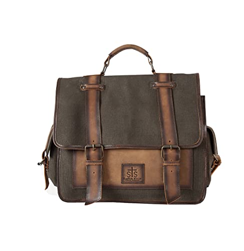 STS Ranchwear Casual Travel Large Capacity Multifunctional Foreman Dark Canvas Collection Messenger Bag, Brown