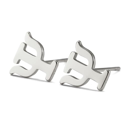 TEAMER Pendientes de acero inoxidable con símbolo de psicología Colgante Psi Colgante con signo médico del alfabeto griego joyería de psicología para mujeres y hombres (Plata)