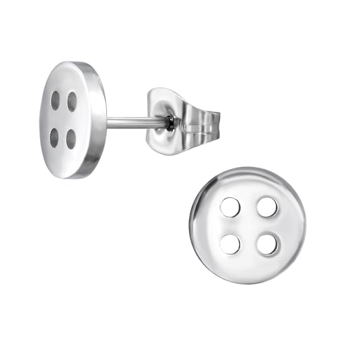 Stainless Steel Button Stud Earrings, Sold as a Pair