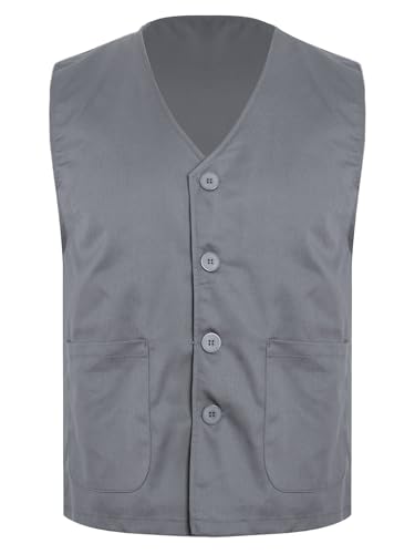 TTAO Kids Boys Girls Volunteer Activity Vest Button Irregular Hem Waistcoat Waiter Bartender Uniforms