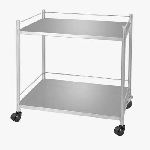 Stainless Steel Instrument Trolley with Wheels, 2 Shelf Trolley Overall Size (50x 75 X 80 Cm) Multipurpose Laboratory Trolleys Pack_1 Lap Cruise-image-44