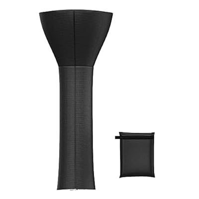 EAST OAK Patio Heater Covers with 300D Oxford Fabric, Zipper, Storage Bag, Waterproof, Dustproof, Wind-Resistant , Sunlight-Resistant, Snow-Resistant, 89'' Height x 33" Dome x 19" Base, Black, 1 Pack