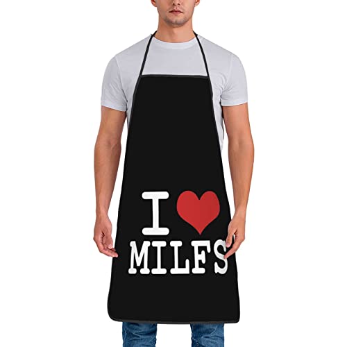 Ldsgdfst I Love Milfs Apron Unisex Adjustable Waterproof Apron With Pocket Chef Barber Apron