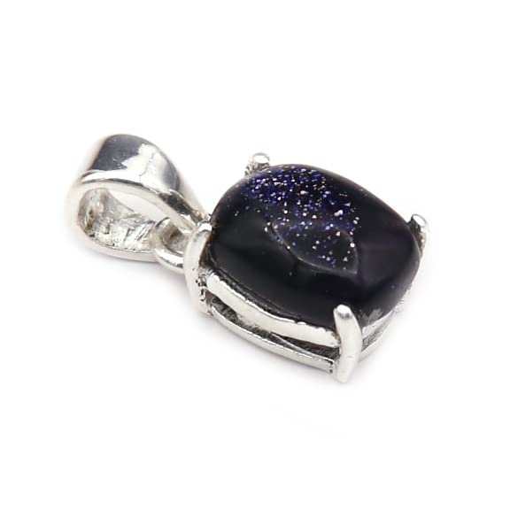 GenericGoyal Jewels Blue Sunstone Lab-Created Gemstone 925 Sterling Silver Pendant Jewelry GTPE-56, Metal Gemstone, gemstone