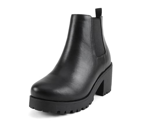 Image of Soda Top Shoes Jaber Ankle Boot W Lug Sole Elastic Gore and Chunky Heel