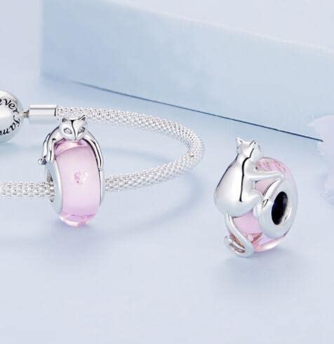 Genuine Murano Glass Charms Beads for Bracelets Original 925 sterling silver Core Blue Bubbles Pink Flowers Charms for Pandora Bracelets2