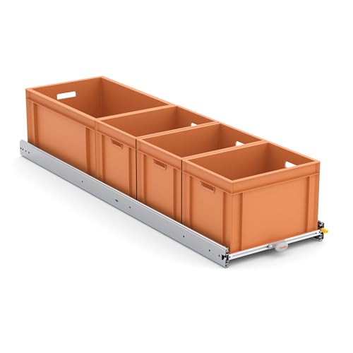 Tinobu Heckauszug für Euroboxen 150x40 cm - Langer Eurobox-Auszug für 60x40 und 30x40, Schwerlast-Vollauszug mit Feststeller