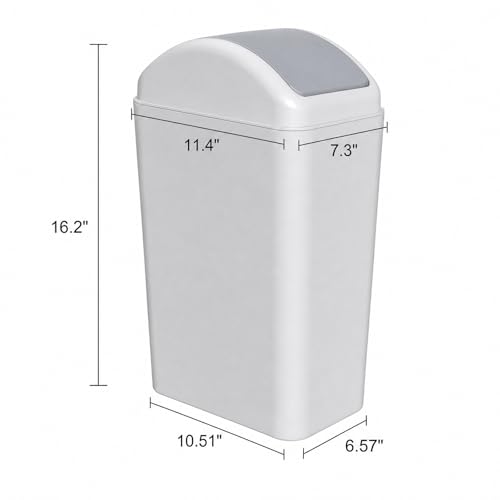 Image of 4.5 Gallon Plastic Swing Top Slim Trash Can, Garbage Bin with Swing Lid, Gray