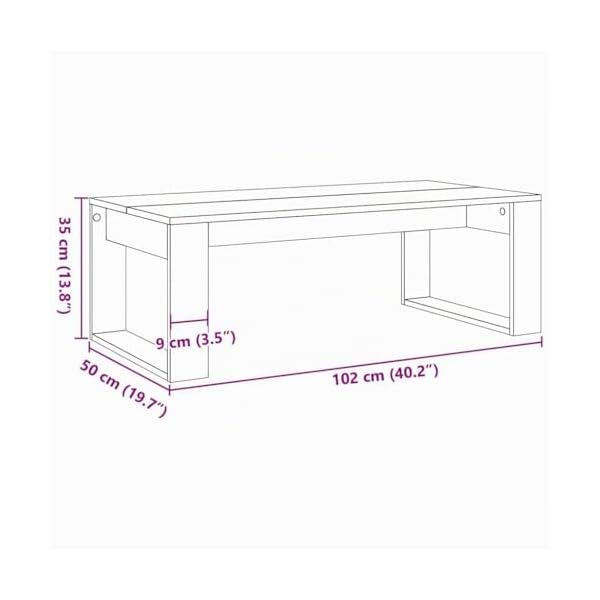 vidaXL Table Basse chêne Artisanal 102x50x35 cm Bois d'ingénierie, Table d'appoint, Table de Salon, Table latérale, Bout de canapé, Table Centrale