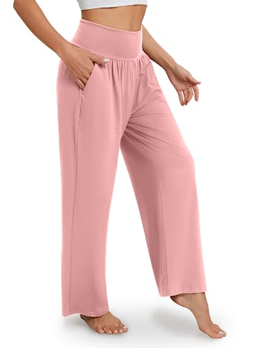 Image of Gracyoga Wide Leg Yoga Pants for Women Casual Loose Cozy Sweatpants High Waisted Lounge Pajama Flowy Pants With Pockets